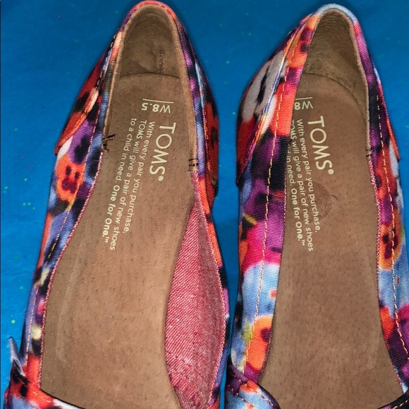 Toms floral peep toe wedges sz 8.5 - Picture 4 of 5